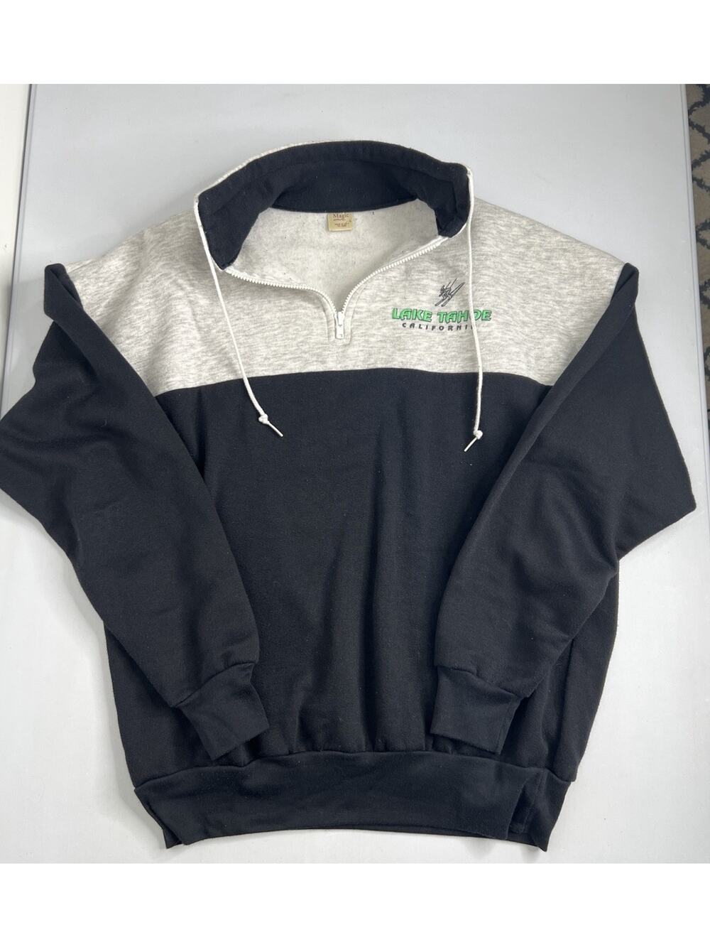 Vintage Lake Tahoe Pullover Sweatshirt Magic USA 1/4 Zip Size Large